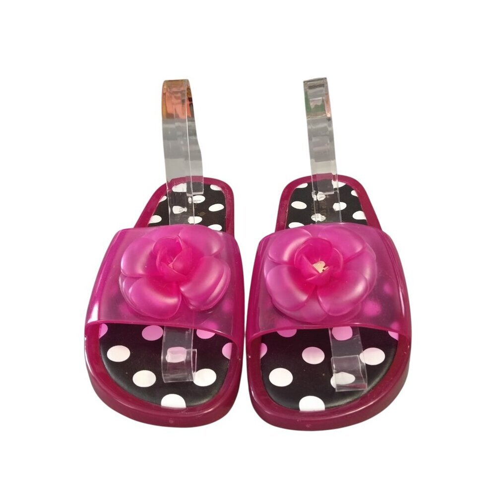 KATE SPADE New York Size 9 "SPLASH" Pink Flower Jelly Slip On Slides Sandals - Picture 1 of 6